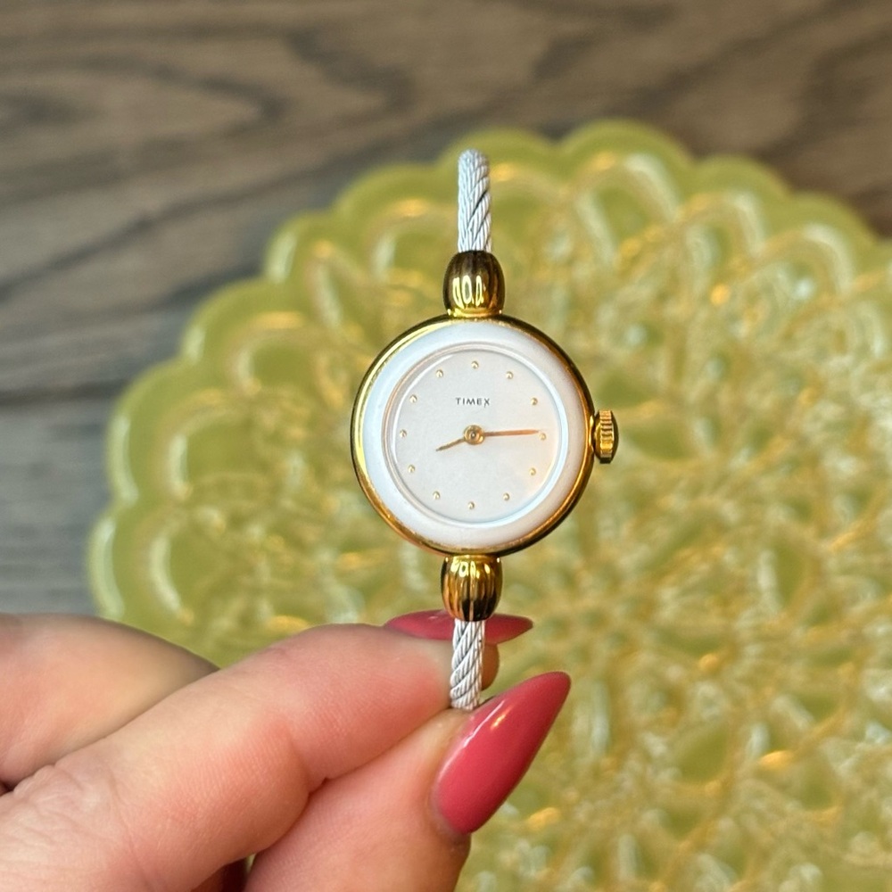 Timex Women's Gold and White Watch